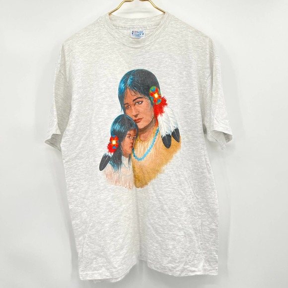 Vintage Native American Single Stitch Tribal Hanes Tee Shirt Size Large - Picture 1 of 3